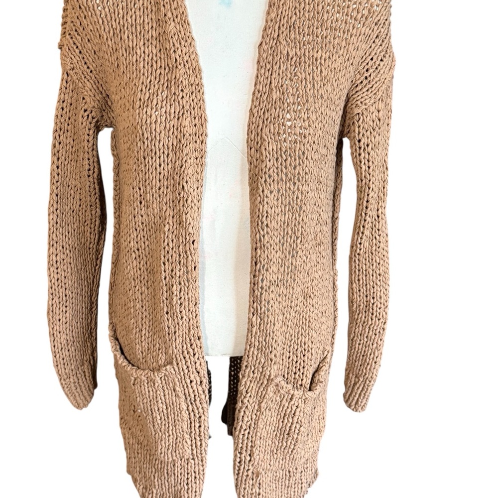Free People Tan Open-Front Cardigan